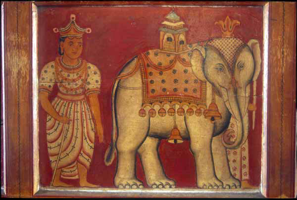 painting: Kandyan elephant and relic